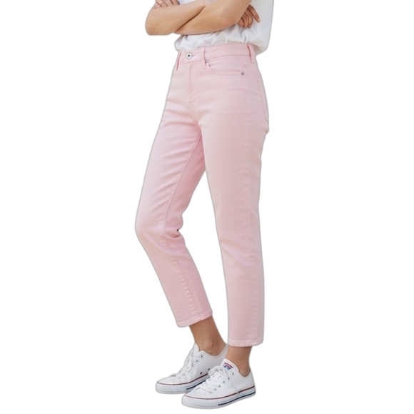 Good American Denim - Good American Pink Crop Skinny Jeans High Rise Stretch Soft Pastel Size 15